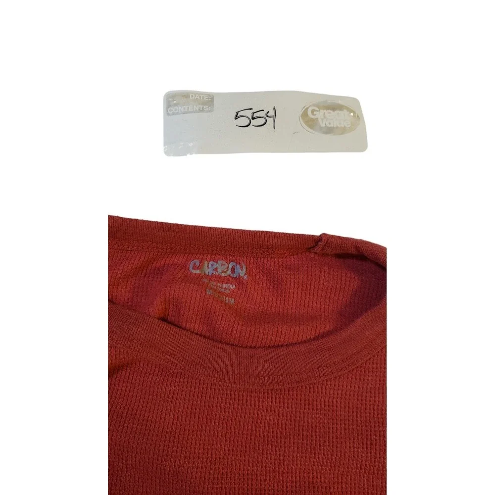 Carbon Thermal Shirt Mens Size M Solid Red Long Sleeve Cotton Trendy Warm Layers